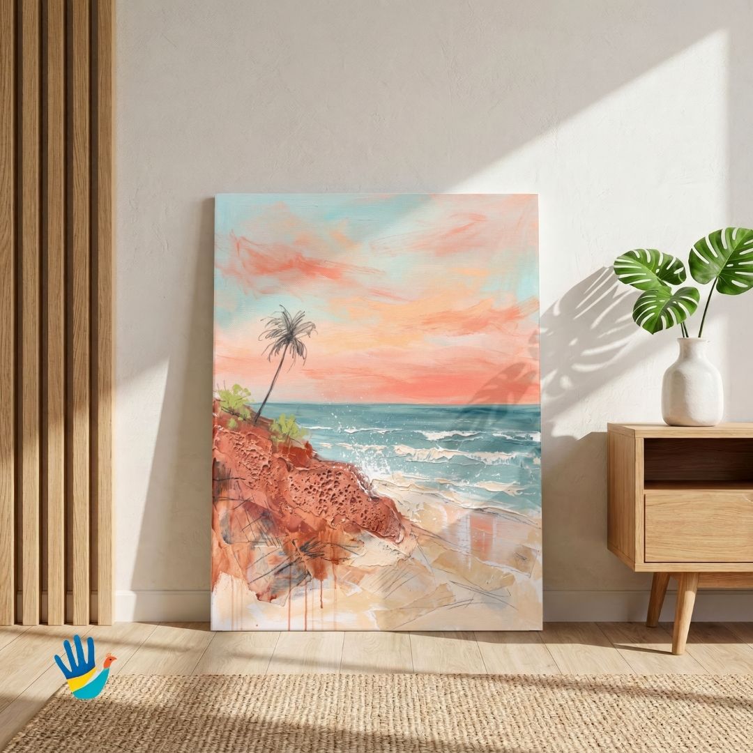 Konkan Shore | Goa Coastal Abstract Wall Art 3 : 4 Vertical Premium Wall Art Canvas by MeriDeewar