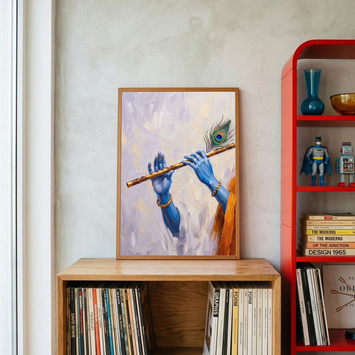 Krishna Bansuri | Hindu Wall Art 3 : 4 Vertical Premium Wall Art Canvas by MeriDeewar
