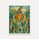 Krishna Kaliya Mardan Painting for Living Room | Spiritual Wall Art for Home India 4 X 5.5 Vertical Premium Wall Art Canvas by MeriDeewar