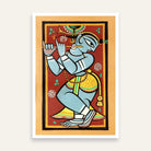 Krishna Painting for Living Room | Jamini Roy Style Folk Art | Spiritual Wall Art India 2 : 3 Vertical Premium Wall Art Canvas by MeriDeewar