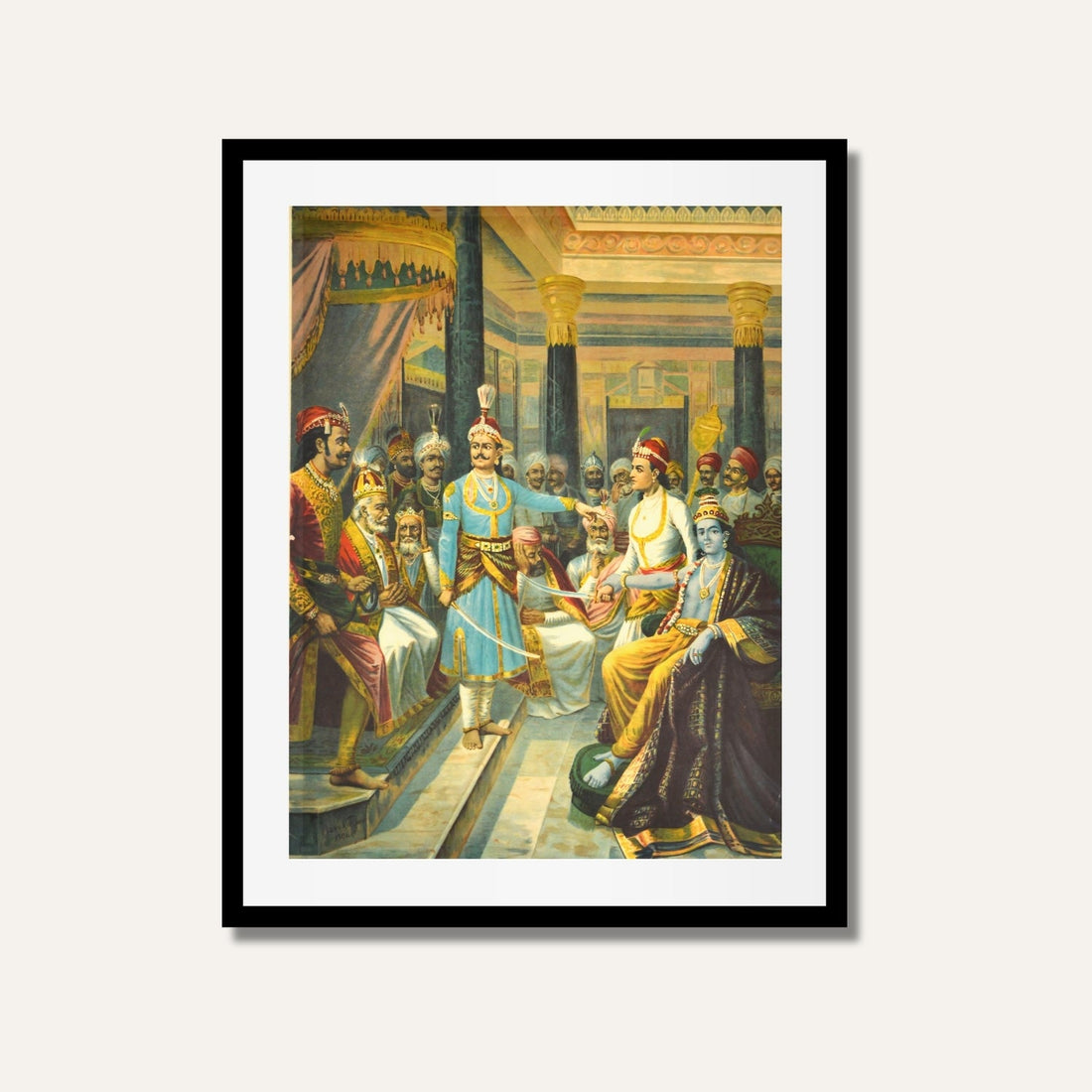 Krishna Shishtai – Krishna as an Envoy Painting | Mahabharata Art | MeriDeewar.com 3 : 4.2 Vertical Premium Wall Art Canvas by MeriDeewar