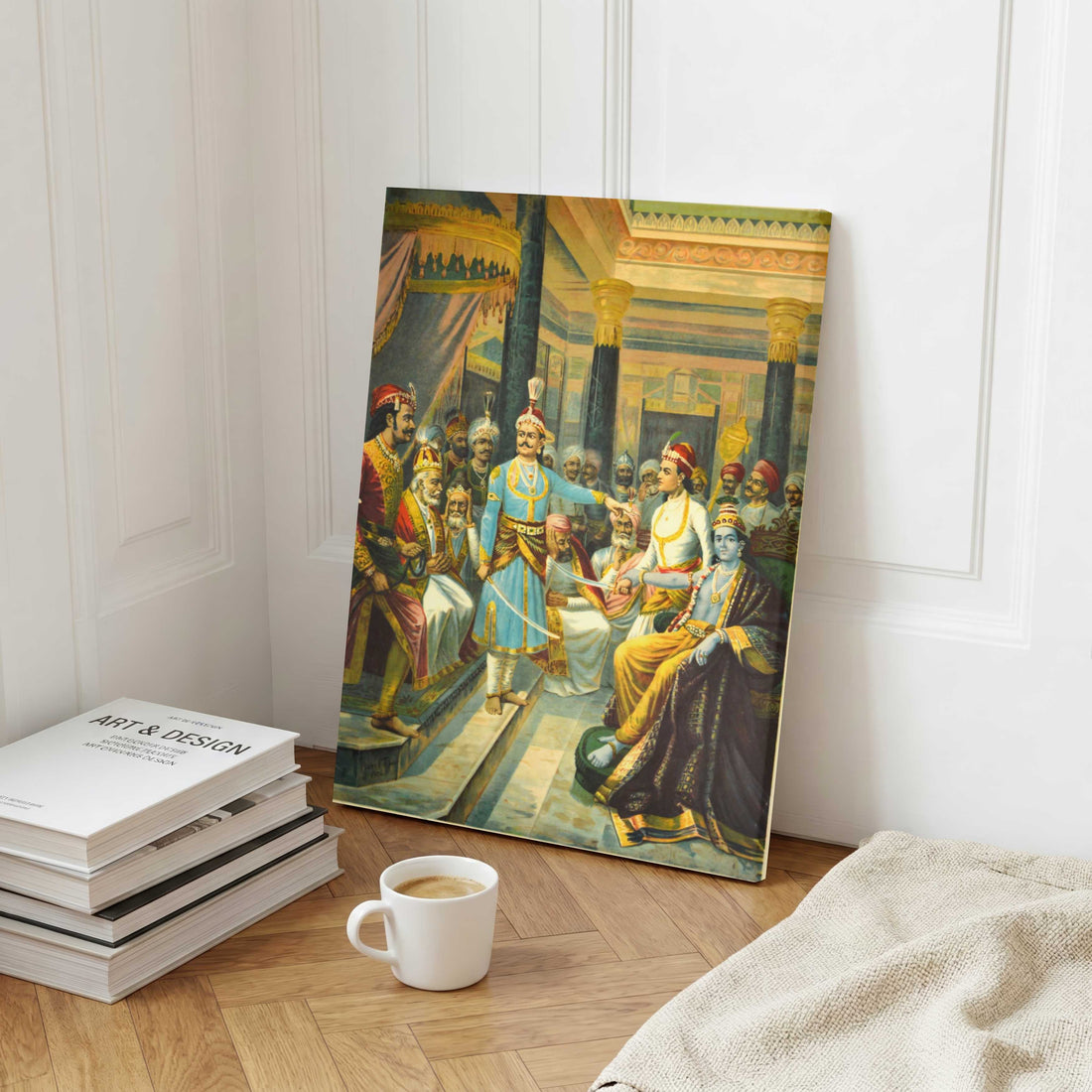 Krishna Shishtai – Krishna as an Envoy Painting | Mahabharata Art | MeriDeewar.com 3 : 4.2 Vertical Premium Wall Art Canvas by MeriDeewar
