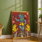 "Krishna Subduing Kaliya" Jamini Roy Painting | Fine Art Wall Art 2 : 3 Vertical Premium Wall Art Canvas by MeriDeewar