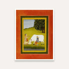 Krishna with Cow Painting for Living Room | Gopala Spiritual Wall Art | Pahari Style Print 3 : 4 Vertical Premium Wall Art Canvas by MeriDeewar