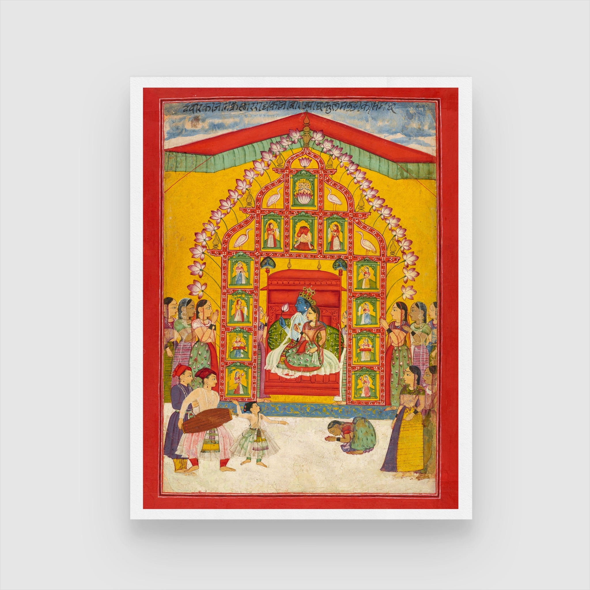 Krishna With Radha And Gopis 3 : 4 Vertical New Premium Wall Art Canvas by MeriDeewar