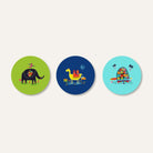 Kriti | Animal Folk Art Set of 3 Round Canvas Curate Premium Wall Art Canvas by MeriDeewar