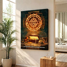Kubera Dhan Labh | Sacred Kuber Yantra, Treasure Vault & Mantra Vertical Canvas Art. Curate Premium Wall Art Canvas by MeriDeewar