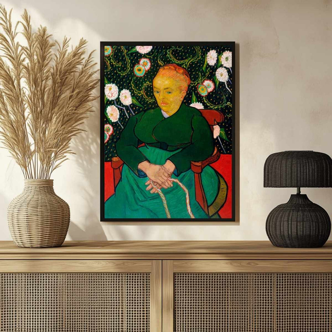 La Berceuse by Van Gogh | Floral Portrait Painting for Living Room | Giclée Fine Art Print 3 : 4 Vertical Premium Wall Art Canvas by MeriDeewar