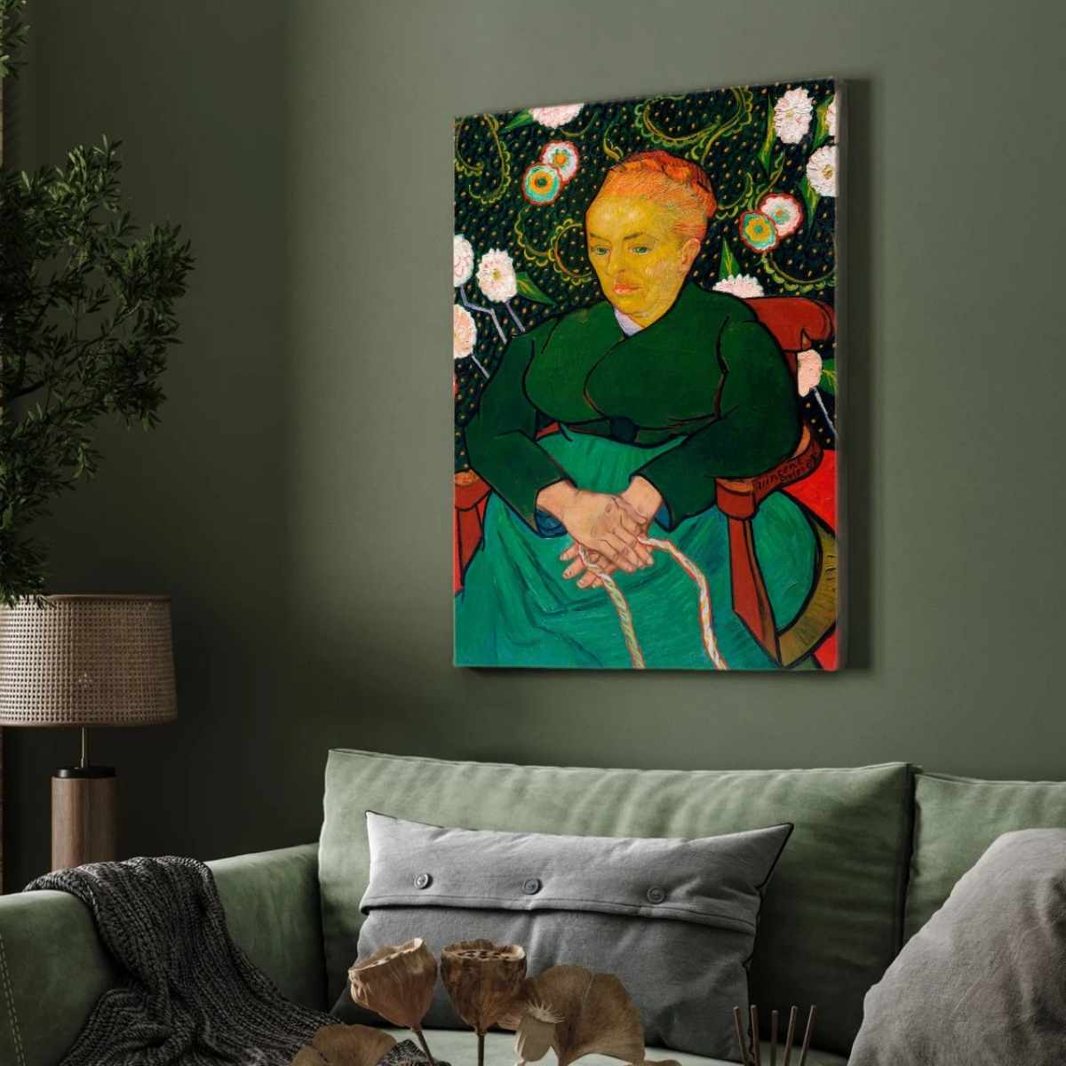 La Berceuse by Van Gogh | Floral Portrait Painting for Living Room | Giclée Fine Art Print 3 : 4 Vertical Premium Wall Art Canvas by MeriDeewar