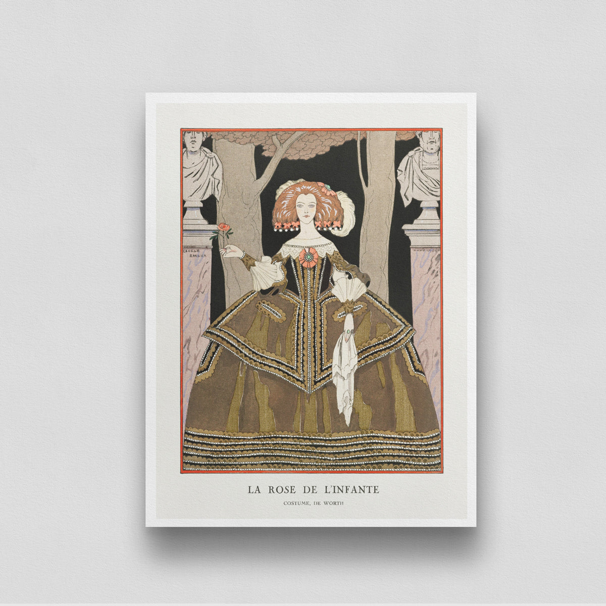 La Rose De L'infante Painting by George Barbier 3 : 4 Vertical New Premium Wall Art Canvas by MeriDeewar