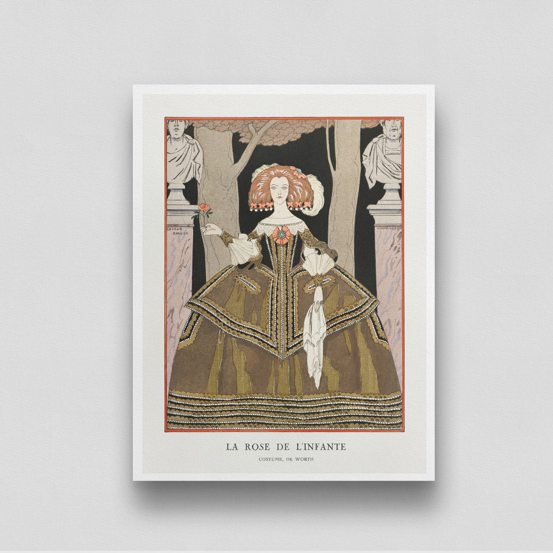 La Rose De L'infante Painting by George Barbier 3 : 4 Vertical New Premium Wall Art Canvas by MeriDeewar