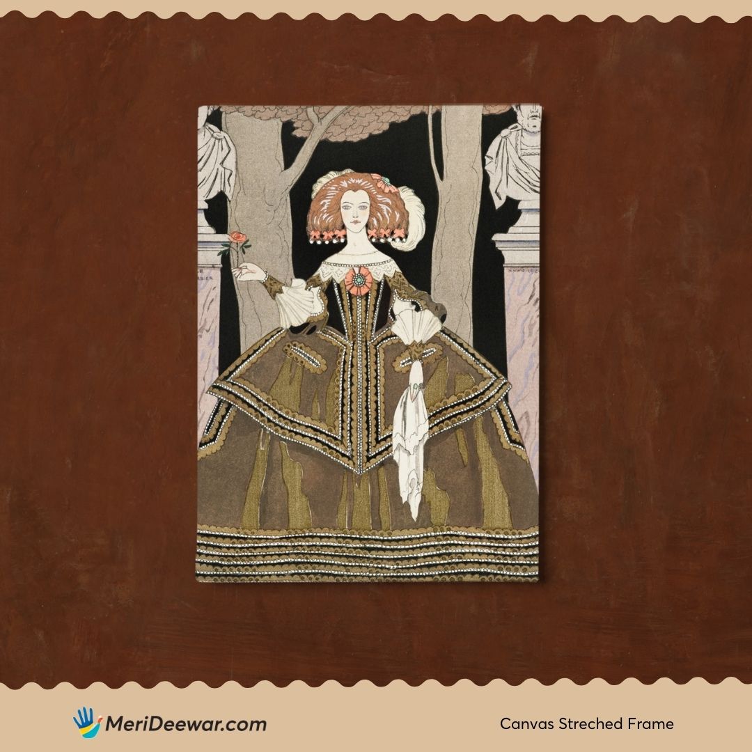La Rose De L'infante Painting by George Barbier 3 : 4 Vertical New Premium Wall Art Canvas by MeriDeewar