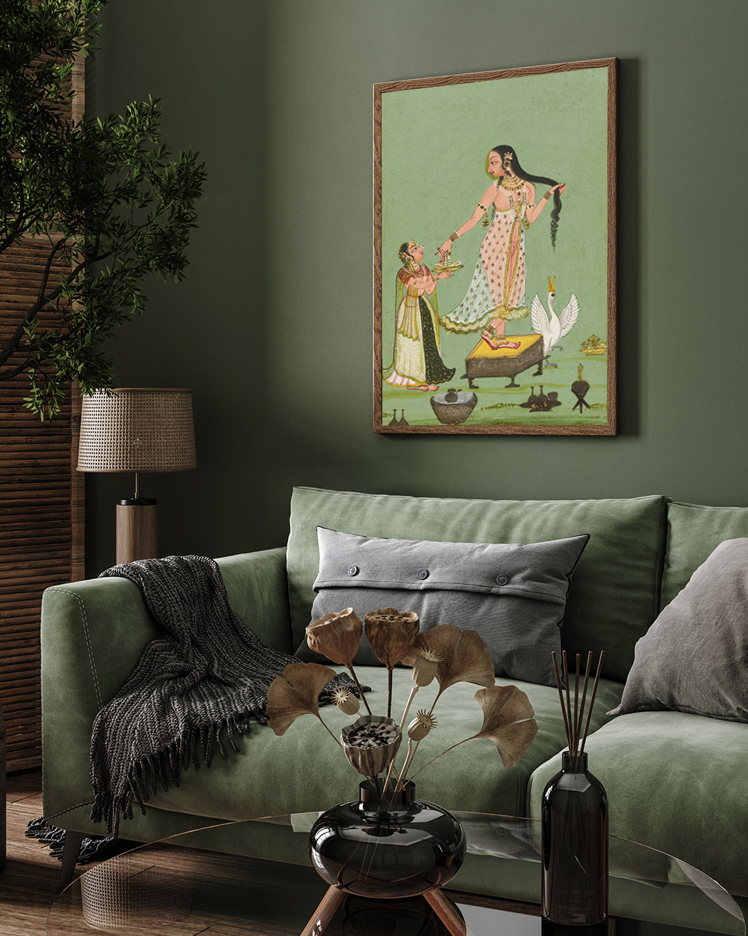 Lady after bath, with servant Painting 2 : 3 Vertical Premium Wall Art Canvas by MeriDeewar
