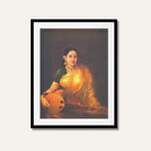 Lady with Swarbat Painting – Classical Indian Music Wall Art | MeriDeewar 3 : 4 Vertical Premium Wall Art Canvas by MeriDeewar