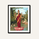 Lakshmi Painting by Raja Ravi Varma – Goddess of Prosperity and Grace | MeriDeewar.com 4 X 5.5 Vertical Premium Wall Art Canvas by MeriDeewar