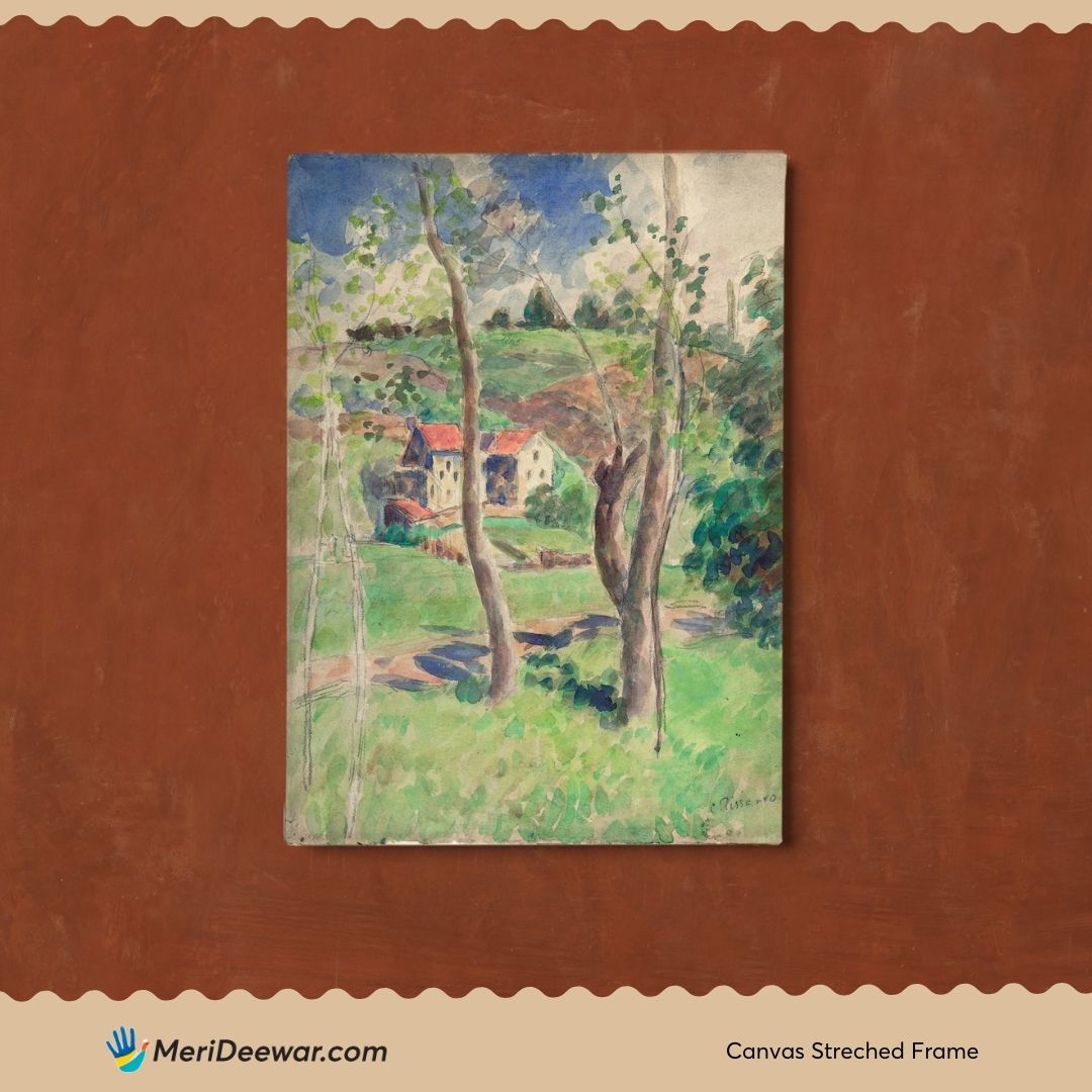 Landscape at Saint-Charles by Camille Pissarro 3 : 4 Vertical New Premium Wall Art Canvas by MeriDeewar