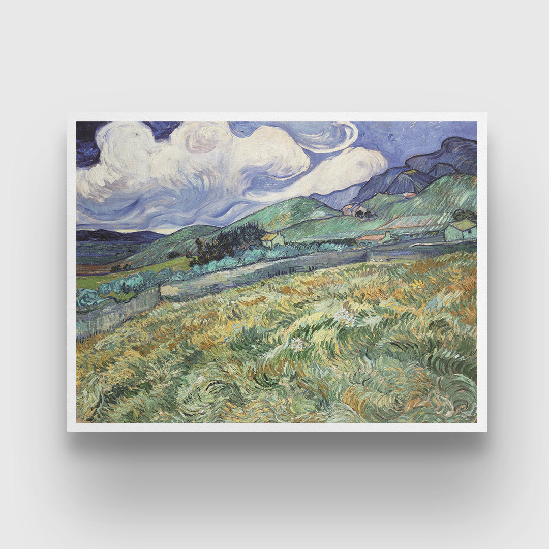 Landscape from Saint-Remy by Vincent van Gogh 3 : 4 Horizontal New Premium Wall Art Canvas by MeriDeewar