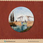 Langlois Bridge at Arles Painting Circular Canvas Frame Circular Canvas Frame Premium Wall Art Canvas by MeriDeewar