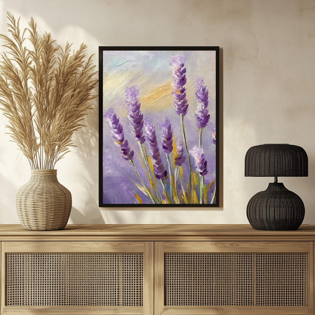 Lavender Abstract Flower - Modern Art for Home Decor 3 : 4 Vertical New Premium Wall Art Canvas by MeriDeewar