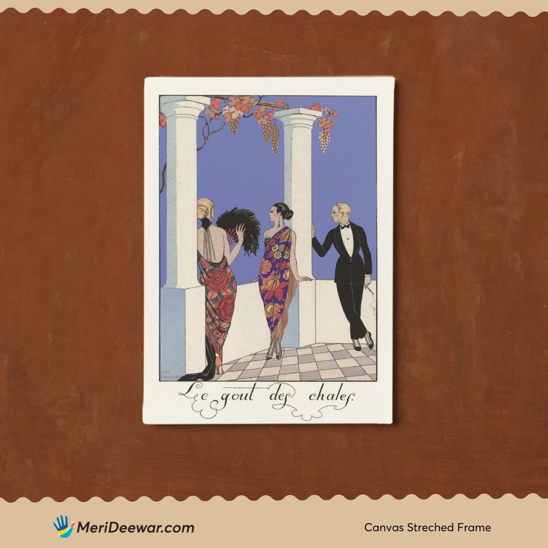 Le Gout Des Chales Poster by George Barbier 3 : 4 Vertical New Premium Wall Art Canvas by MeriDeewar