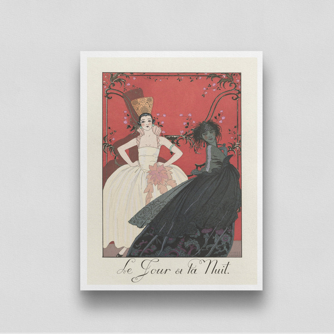 Le Jour et la Nuit Poster by George Barbier 3 : 4 Vertical New Premium Wall Art Canvas by MeriDeewar