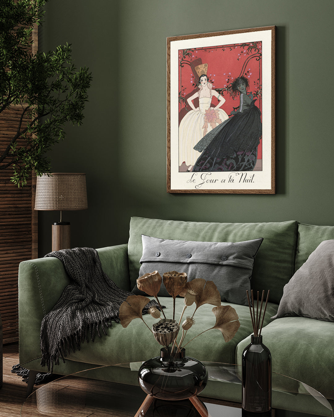 Le Jour et la Nuit Poster by George Barbier 3 : 4 Vertical New Premium Wall Art Canvas by MeriDeewar