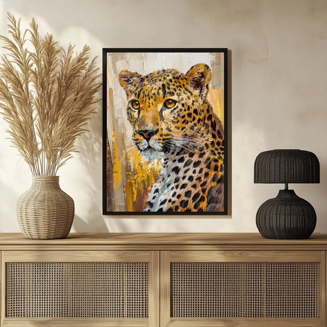 Leopard Abstract Art Canvas - Bold Wildlife Decor 3 : 4 Vertical New Premium Wall Art Canvas by MeriDeewar