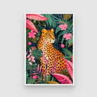 Leopard in Tropical Paradise – Exotic Jungle Wall Art 2 : 3 Vertical Premium Wall Art Canvas by MeriDeewar