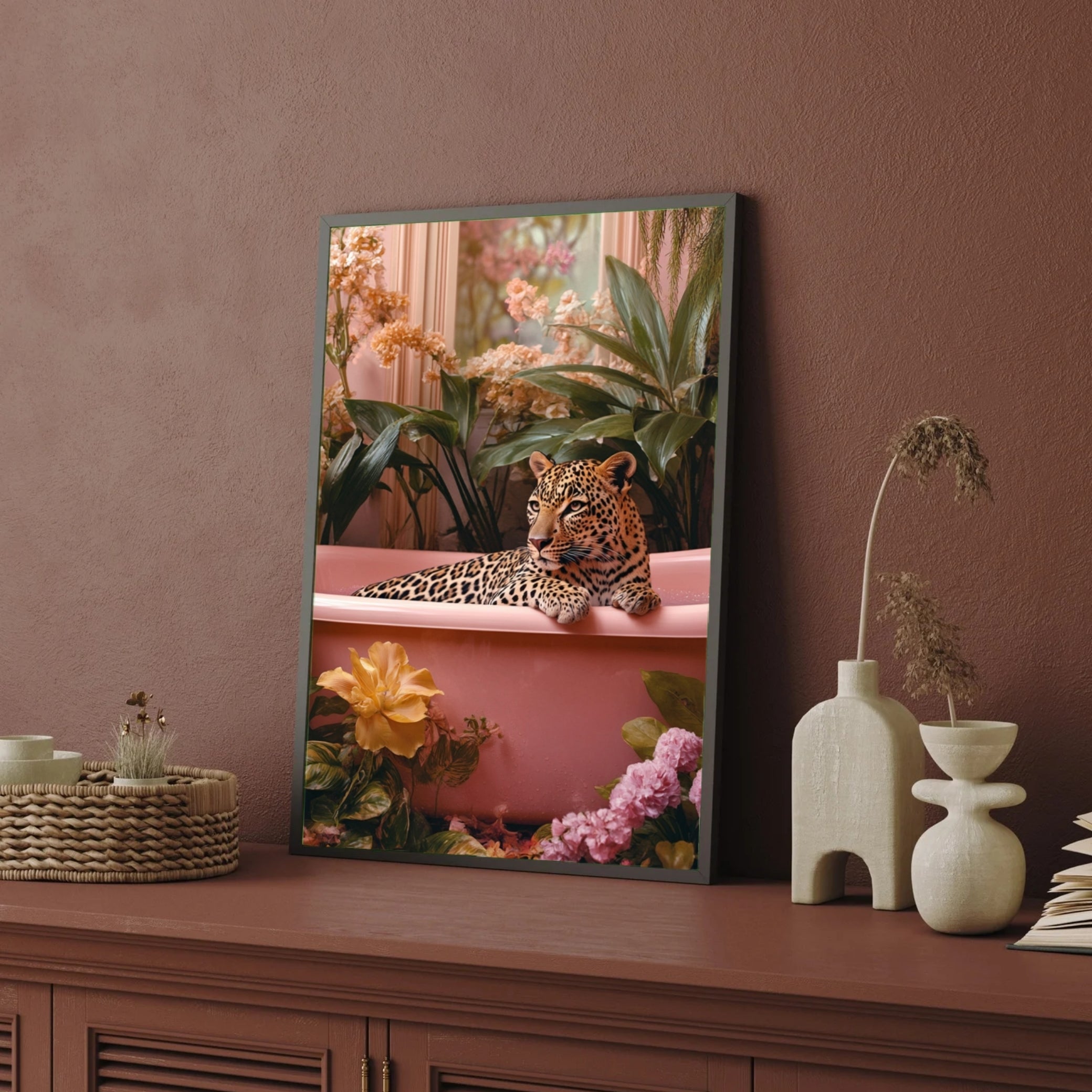 Leopard Luxe – Wild Elegance Wall Art Print 2 : 3 Vertical Premium Wall Art Canvas by MeriDeewar