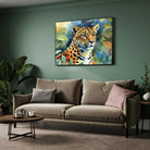 Leopard Whispers — Botanical Wildlife Canvas 2 : 3 Horizontal Premium Wall Art Canvas by MeriDeewar