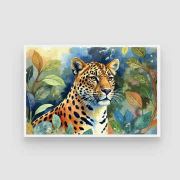 Leopard Whispers — Botanical Wildlife Canvas 2 : 3 Horizontal Premium Wall Art Canvas by MeriDeewar