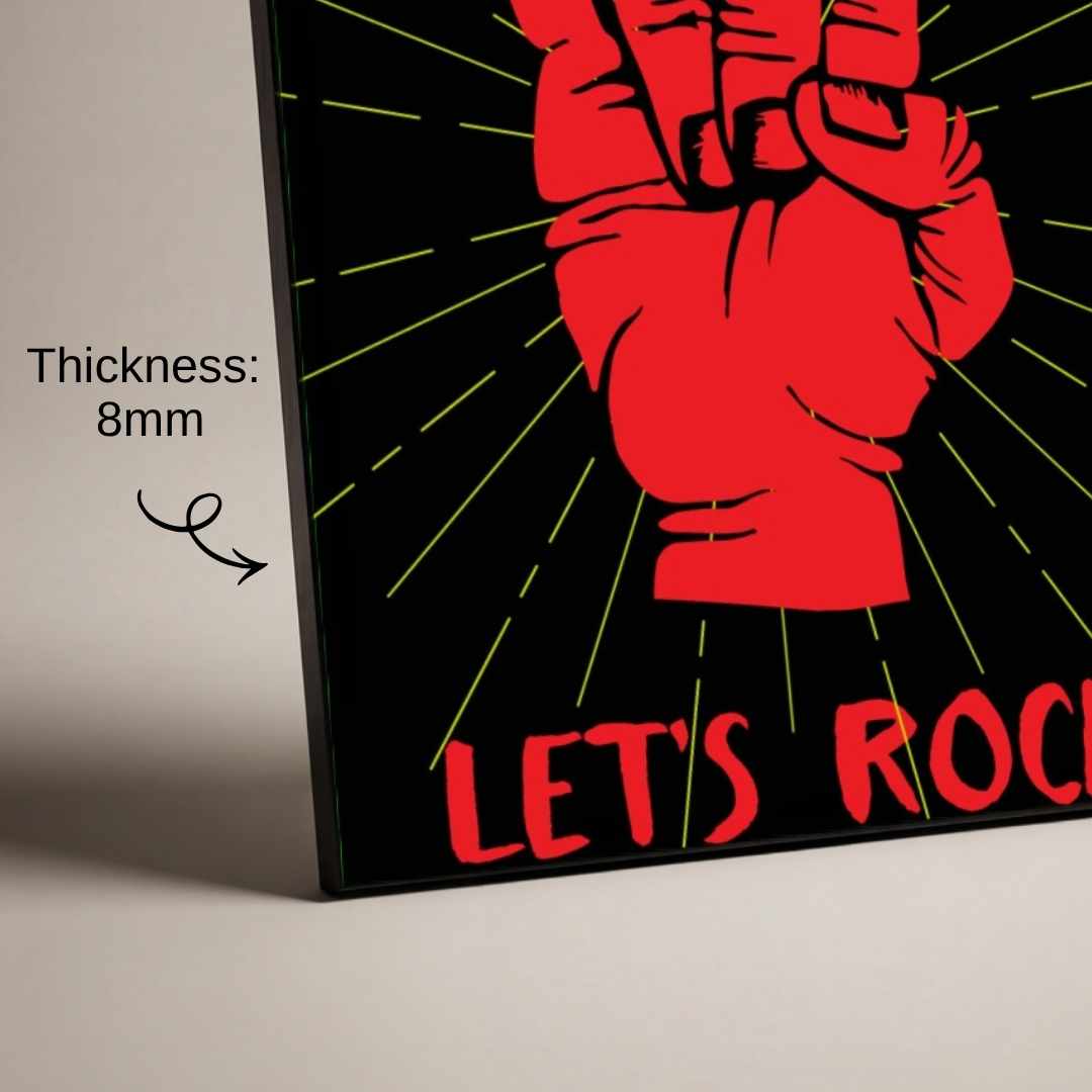 "Let's Rock" Hand Sign Music Poster | Vertical Borderless Art Frame Poster Premium Wall Art Canvas by MeriDeewar