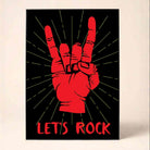 "Let's Rock" Hand Sign Music Poster | Vertical Borderless Art Frame Poster Premium Wall Art Canvas by MeriDeewar