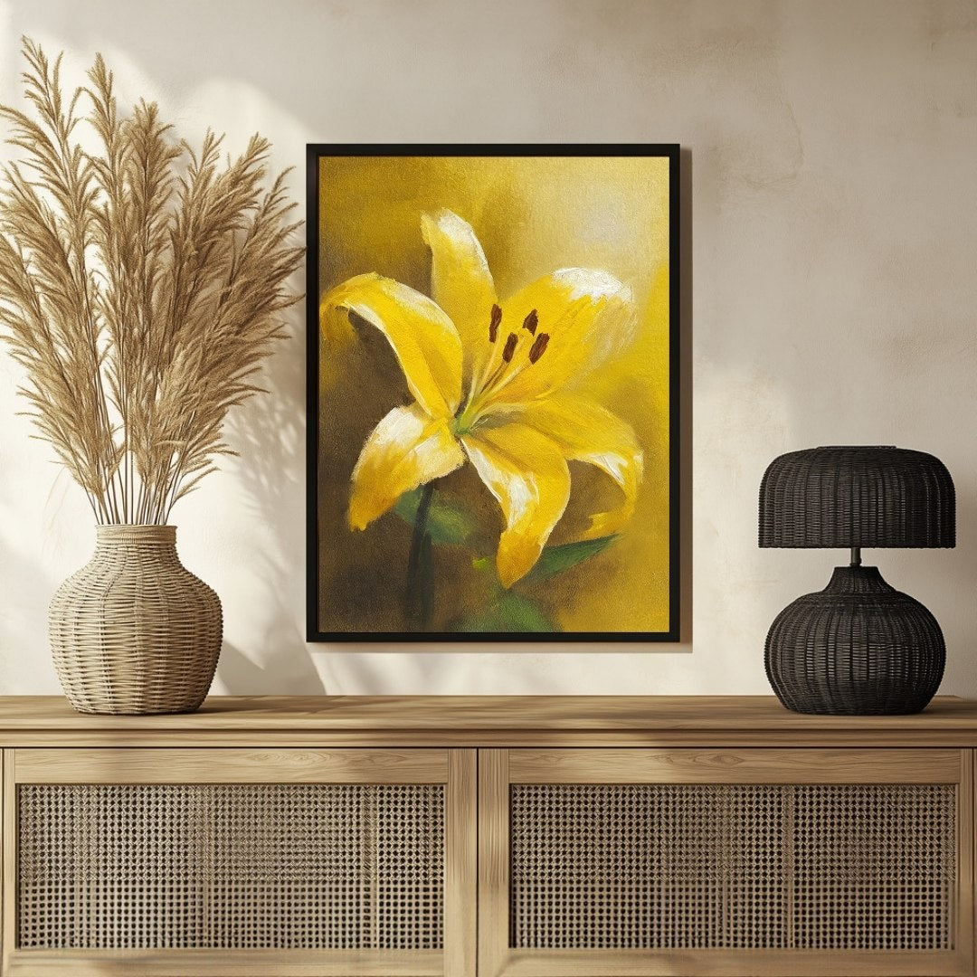 Lily Flower Abstract Art Painting - Modern Wall Decor 3 : 4 Vertical New Premium Wall Art Canvas by MeriDeewar