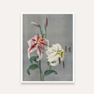 Lily Flower Painting for Living Room | Vintage Japanese Floral Wall Art | Giclée Print 4 :5 Vertical Premium Wall Art Canvas by MeriDeewar