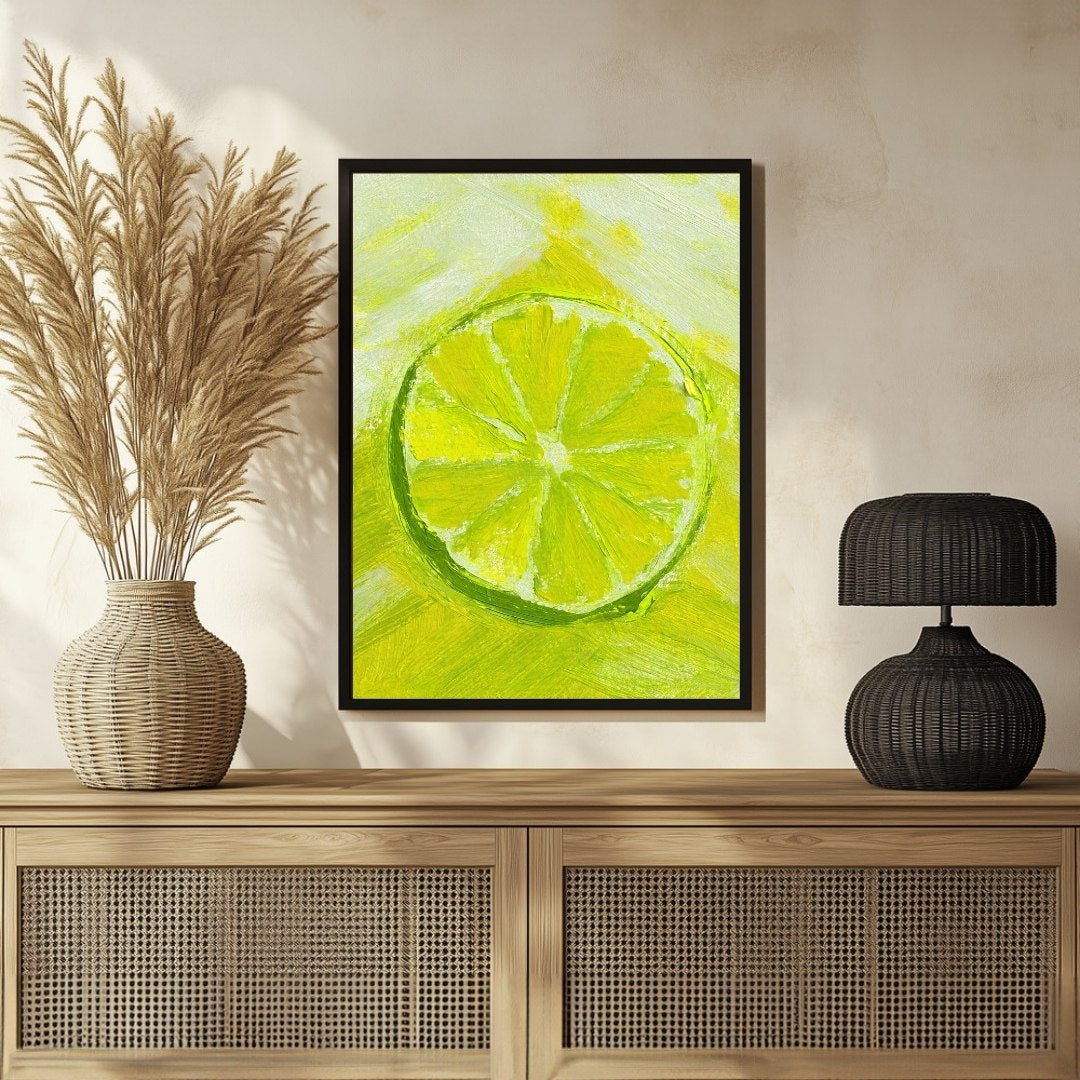 Lime Abstract Canvas - Modern Art for Your Walls | MeriDeewar 3 : 4 Vertical New Premium Wall Art Canvas by MeriDeewar