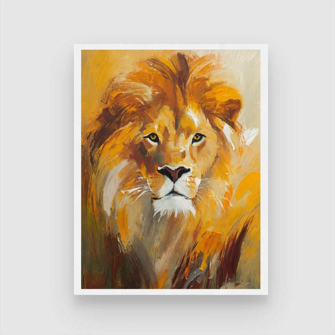 Lion Abstract Painting – Unique Wall Art for Living Room Decor 3 : 4 Vertical New Premium Wall Art Canvas by MeriDeewar