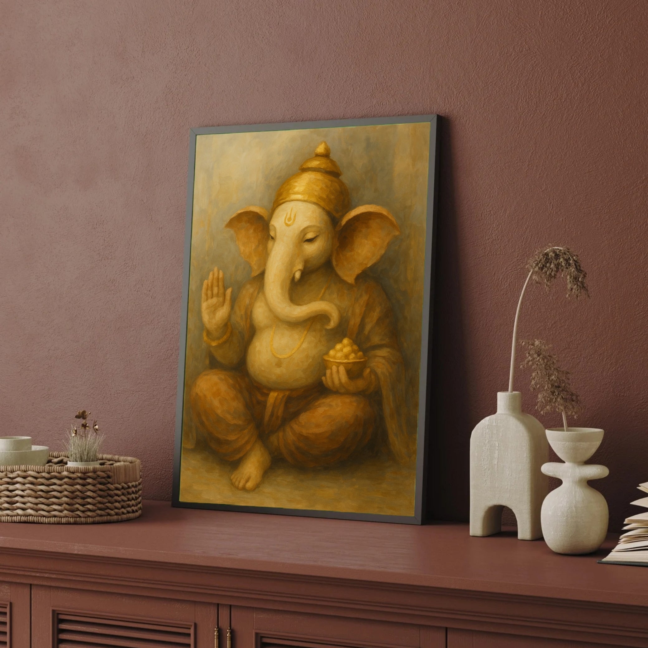Lord Ganesha Modern Art Premium Wall Art Canvas by MeriDeewar