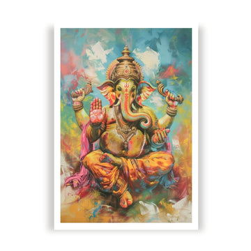 Lord Ganesha painting Premium Wall Art Canvas by MeriDeewar