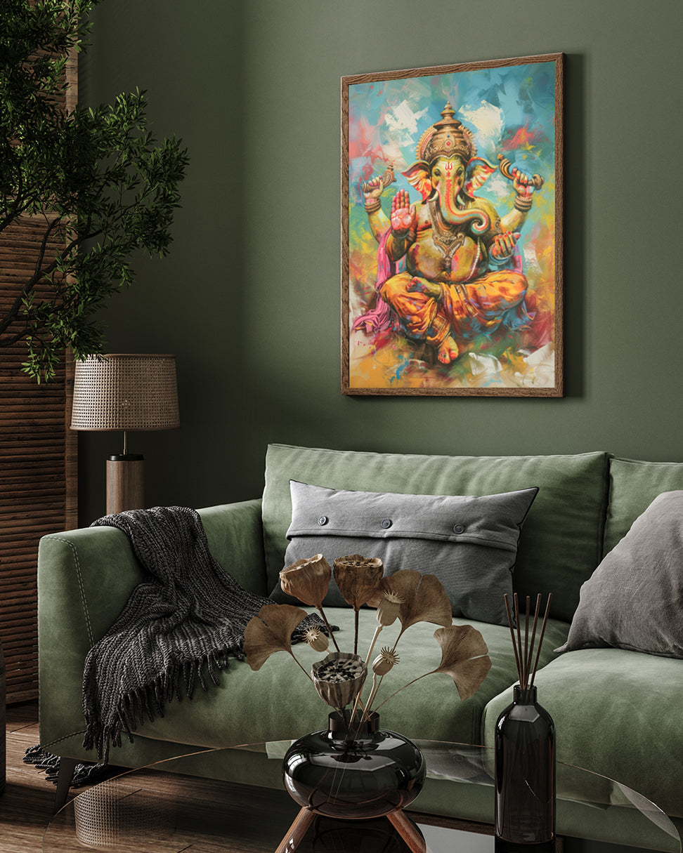 Lord Ganesha painting Premium Wall Art Canvas by MeriDeewar
