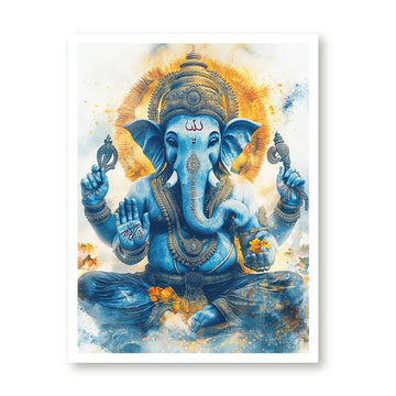 Lord Ganesha Watercolor Painting 3 : 4.2 Vertical Premium Wall Art Canvas by MeriDeewar