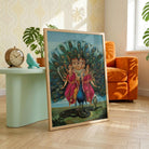 Lord Murugan Painting by Raja Ravi Varma – Kartikeya Peacock Spiritual Wall Art for Home 2 : 3 Vertical Premium Wall Art Canvas by MeriDeewar