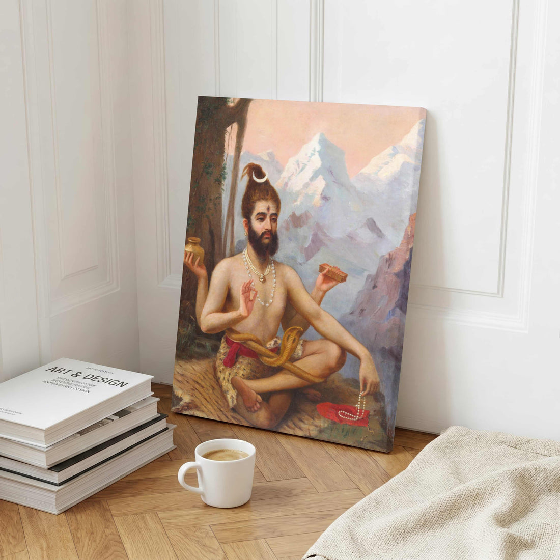 Shiva as Dakshinamurthy Painting – Raja Ravi Varma Hindu Mythology Wall Art | MeriDeewar 3 : 4.2 Vertical Premium Wall Art Canvas by MeriDeewar