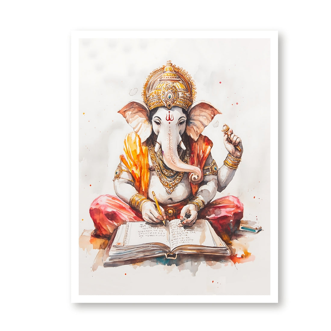 Lord Vighnaharta Ganesha Painting 3 : 4.2 Vertical Premium Wall Art Canvas by MeriDeewar