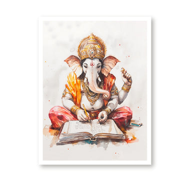 Lord Vighnaharta Ganesha Painting 3 : 4.2 Vertical Premium Wall Art Canvas by MeriDeewar