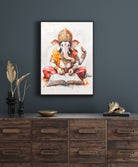 Lord Vighnaharta Ganesha Painting 3 : 4.2 Vertical Premium Wall Art Canvas by MeriDeewar