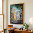 Lord Vishnu Dhruv Painting for Pooja Room | Raja Ravi Varma Spiritual Wall Art 3 : 4 Vertical Premium Wall Art Canvas by MeriDeewar