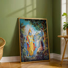 Lord Vishnu Dhruv Painting for Pooja Room | Raja Ravi Varma Spiritual Wall Art 3 : 4 Vertical Premium Wall Art Canvas by MeriDeewar