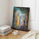 Lord Vishnu Dhruv Painting for Pooja Room | Raja Ravi Varma Spiritual Wall Art 3 : 4 Vertical Premium Wall Art Canvas by MeriDeewar