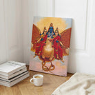 Lord Vishnu on Garuda Painting by Raja Ravi Varma | Spiritual Hindu God Wall Art for Home 3 : 4 Vertical Premium Wall Art Canvas by MeriDeewar